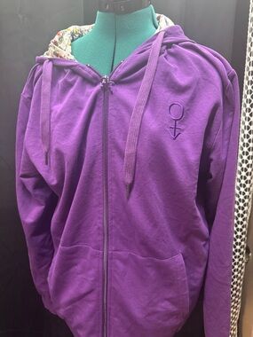 Women’s PRINCE zip up purple hoodie with floral lining